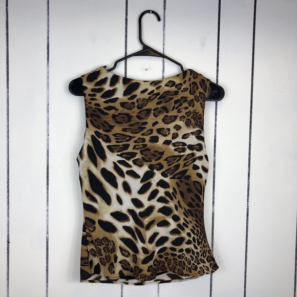 Vintage Leopard Print Drape Front Tank Sz 8 - Picture 6 of 7